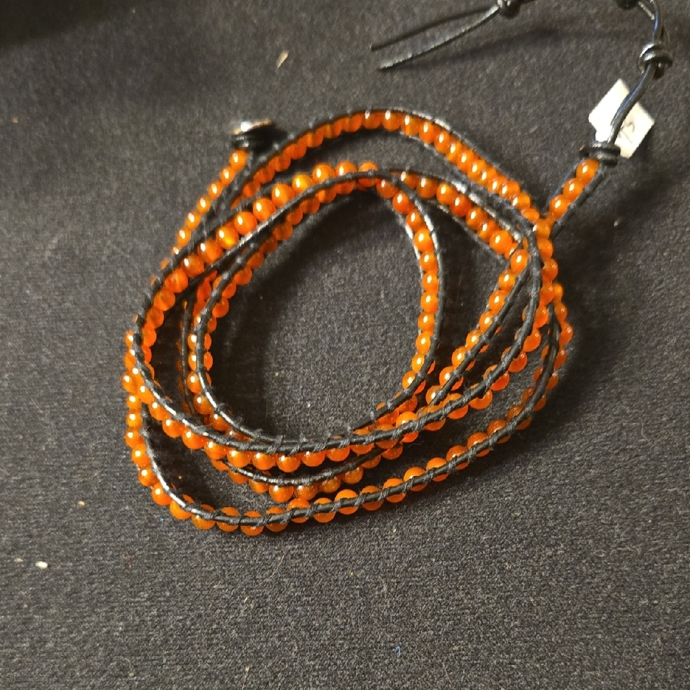 Carnelian Beaded Wrap Bracelet